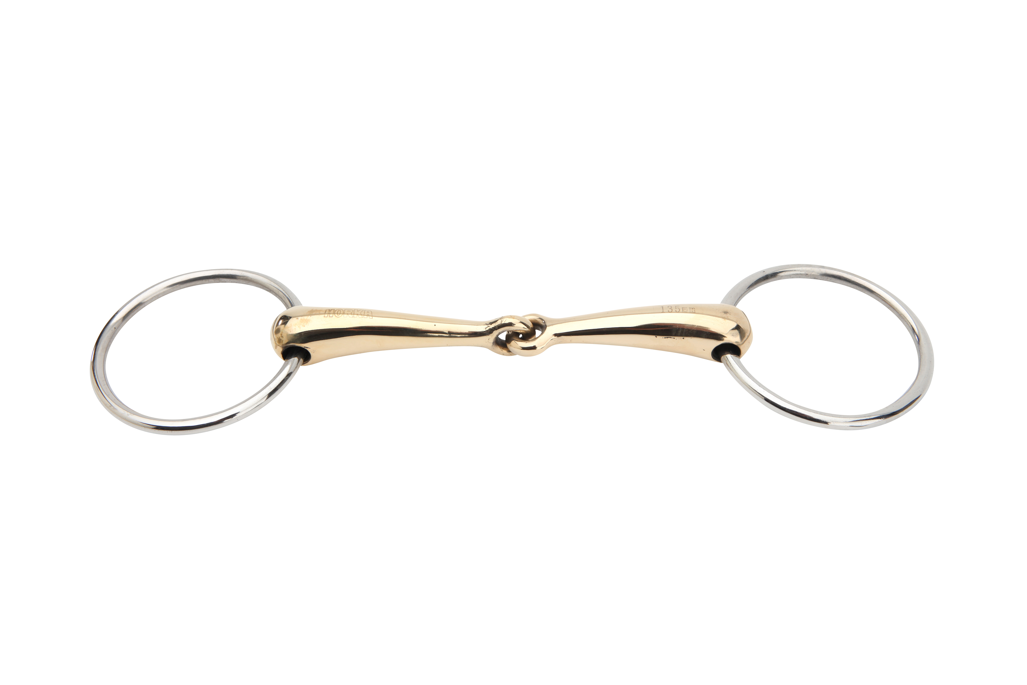 HORKA Loose ring snaffle SINGLE JOINTED GOLD BRASS 18MM