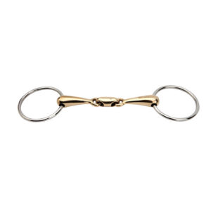 HORKA Loose ring snaffle DOUBLE JOINTED GOLD BRASS 18MM