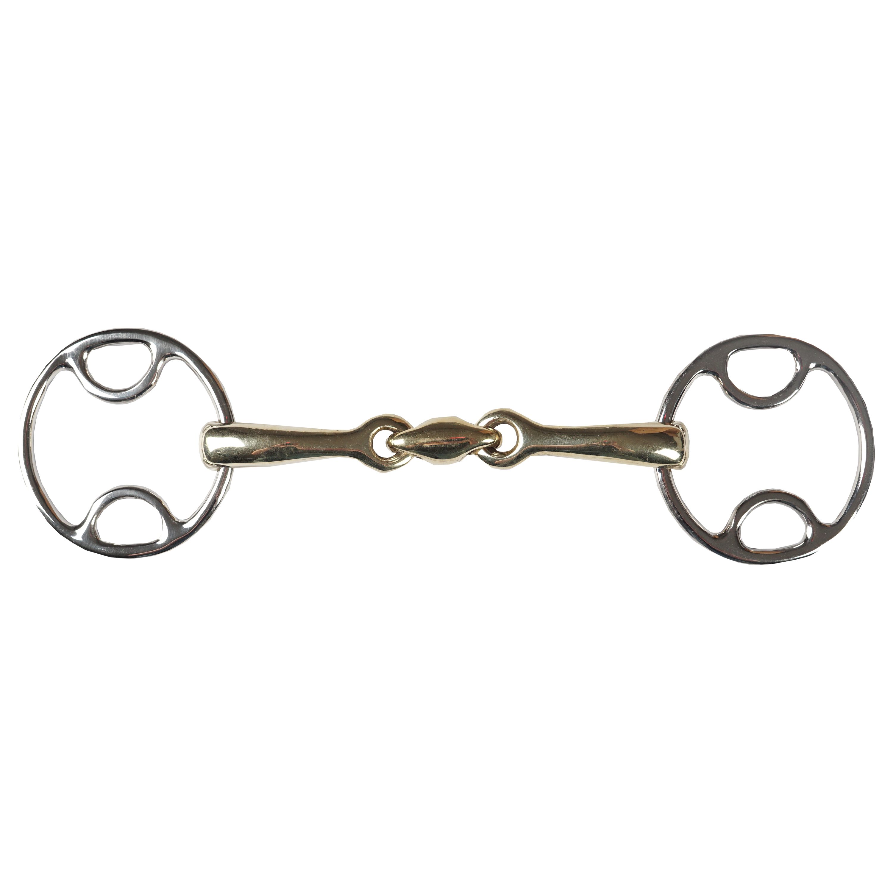 HORKA 3-type snaffle double JOINTED GOLD BRASS 16MM