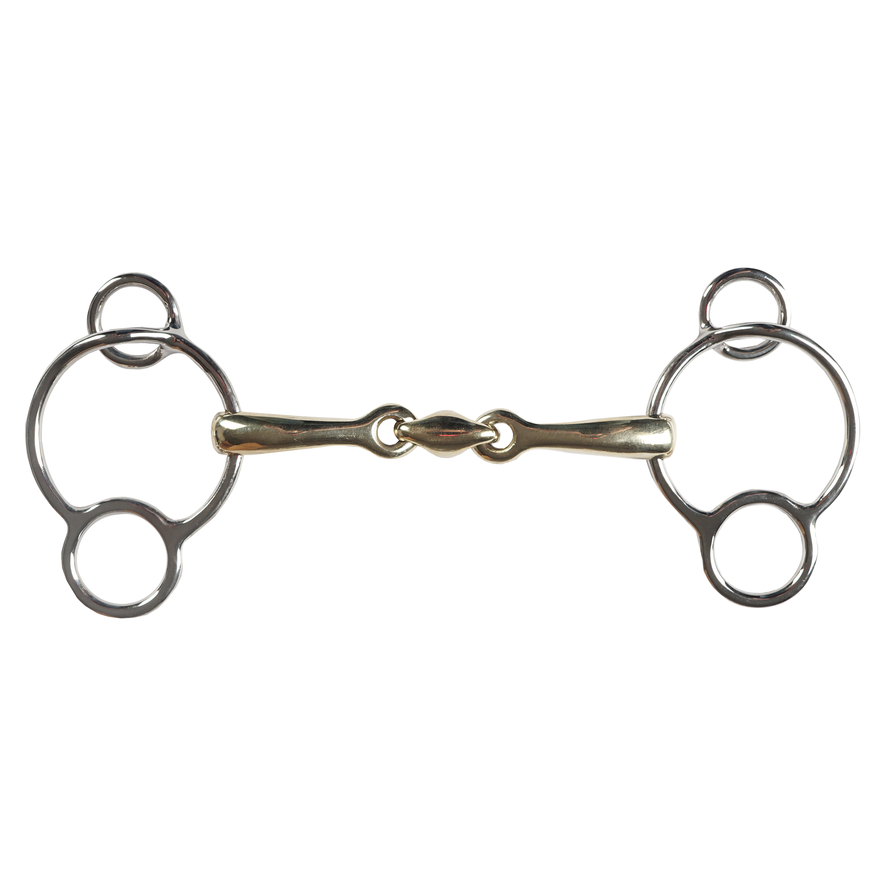 HORKA Pessoa snaffle double JOINTED GOLD BRASS 16MM