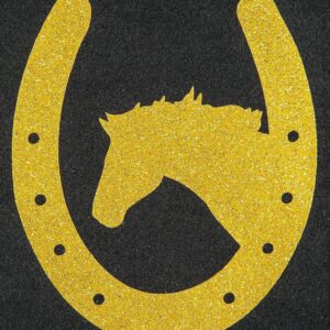 HKM Iron On Motive Horseshoe with Horse