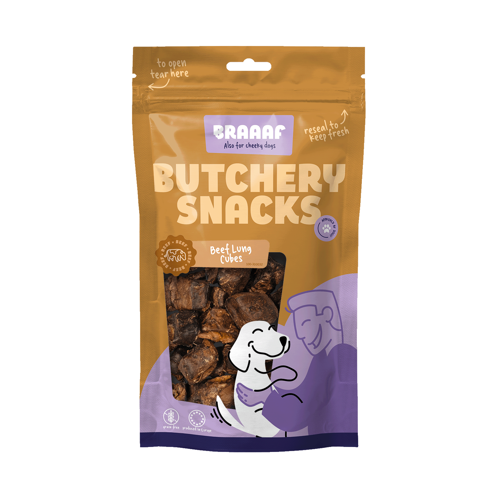 Braaaf Butchery Snacks Beef Lung Cubes 85 g
