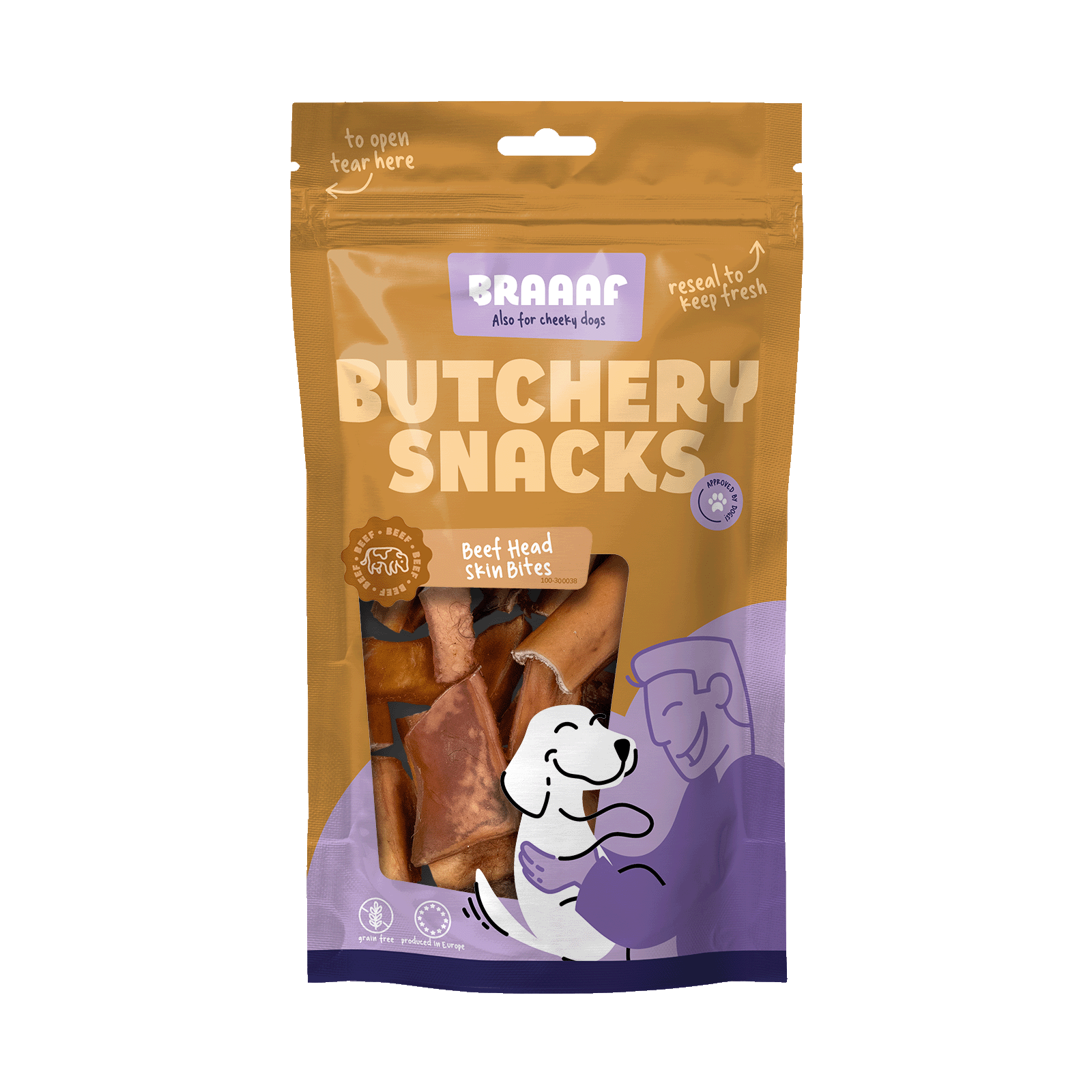 Braaaf Butchery Snacks Beef Head Skin Pieces 150 g