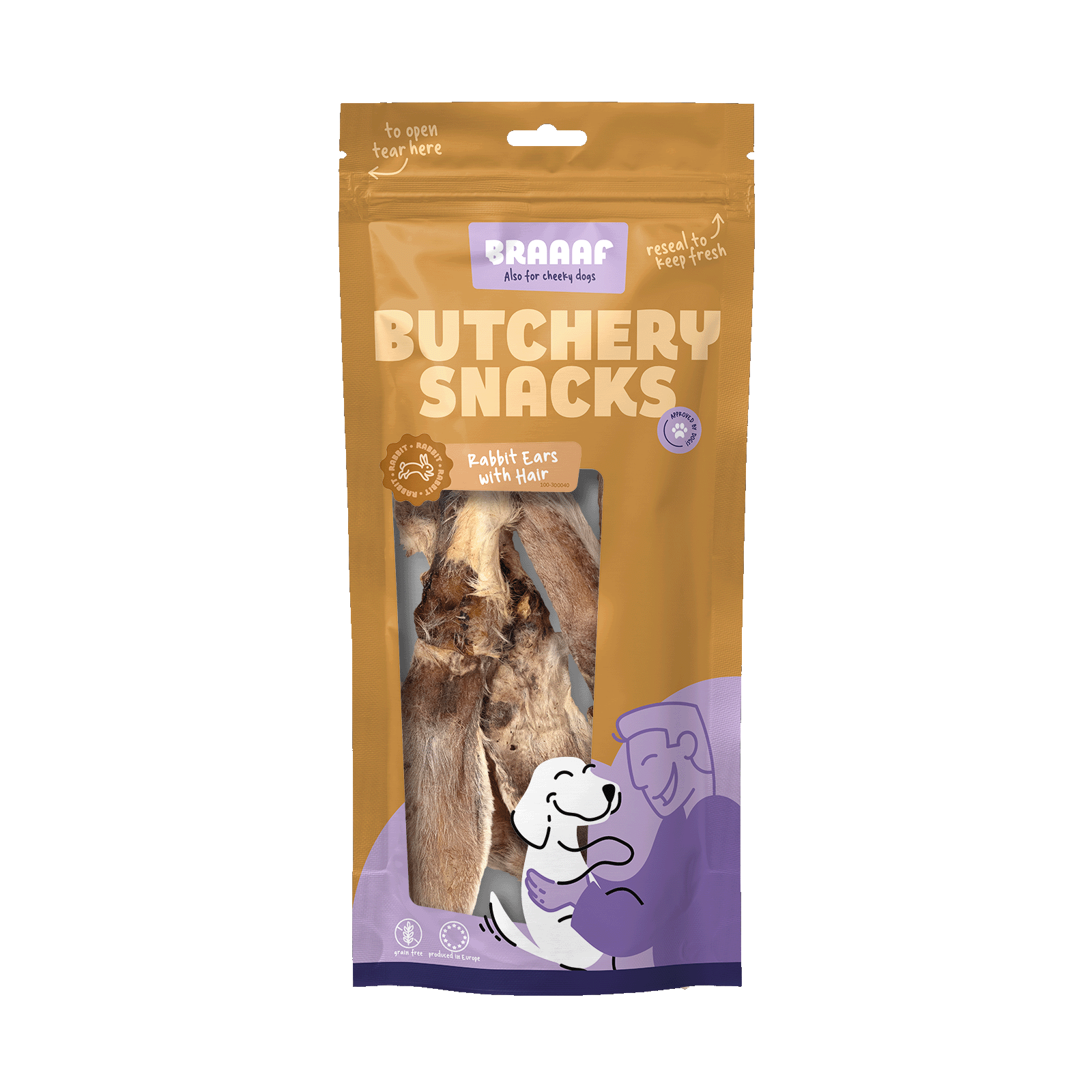 Braaaf Butchery Snacks Rabbit Ears With Hair 80 g