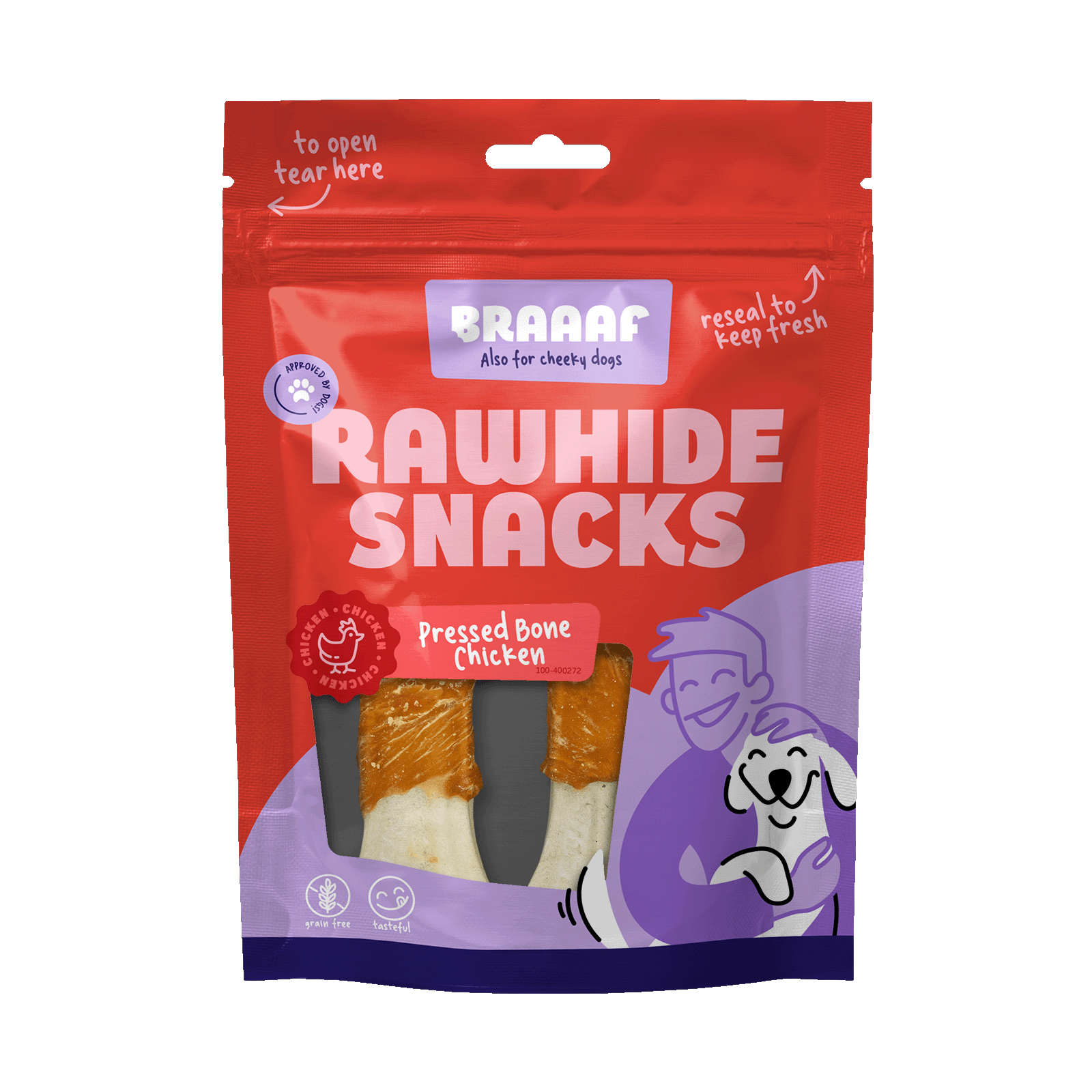 Braaaf Rawhide Pressed Bone Chicken - 12.5 cm