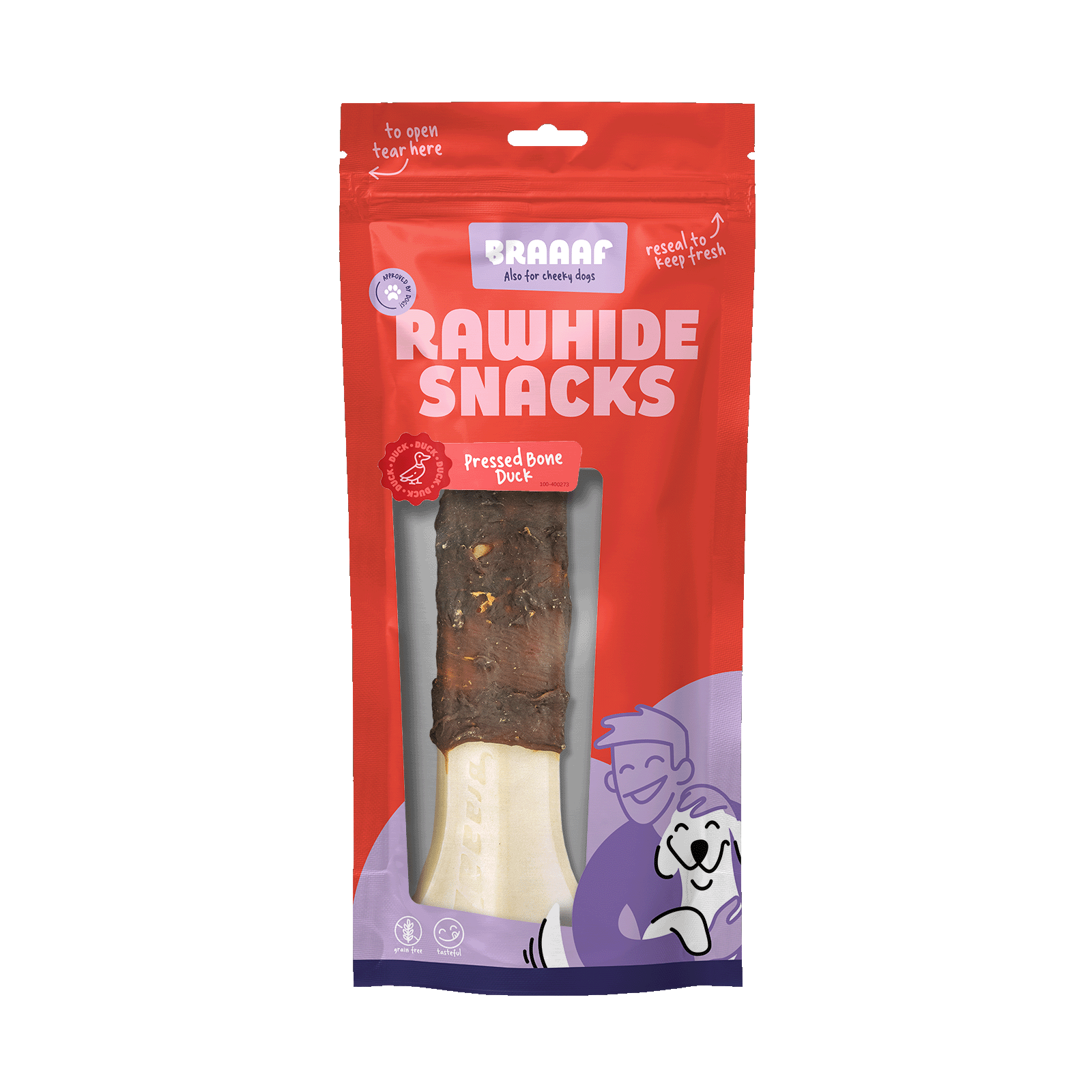 Braaaf Rawhide Pressed Bone Duck - 20 cm