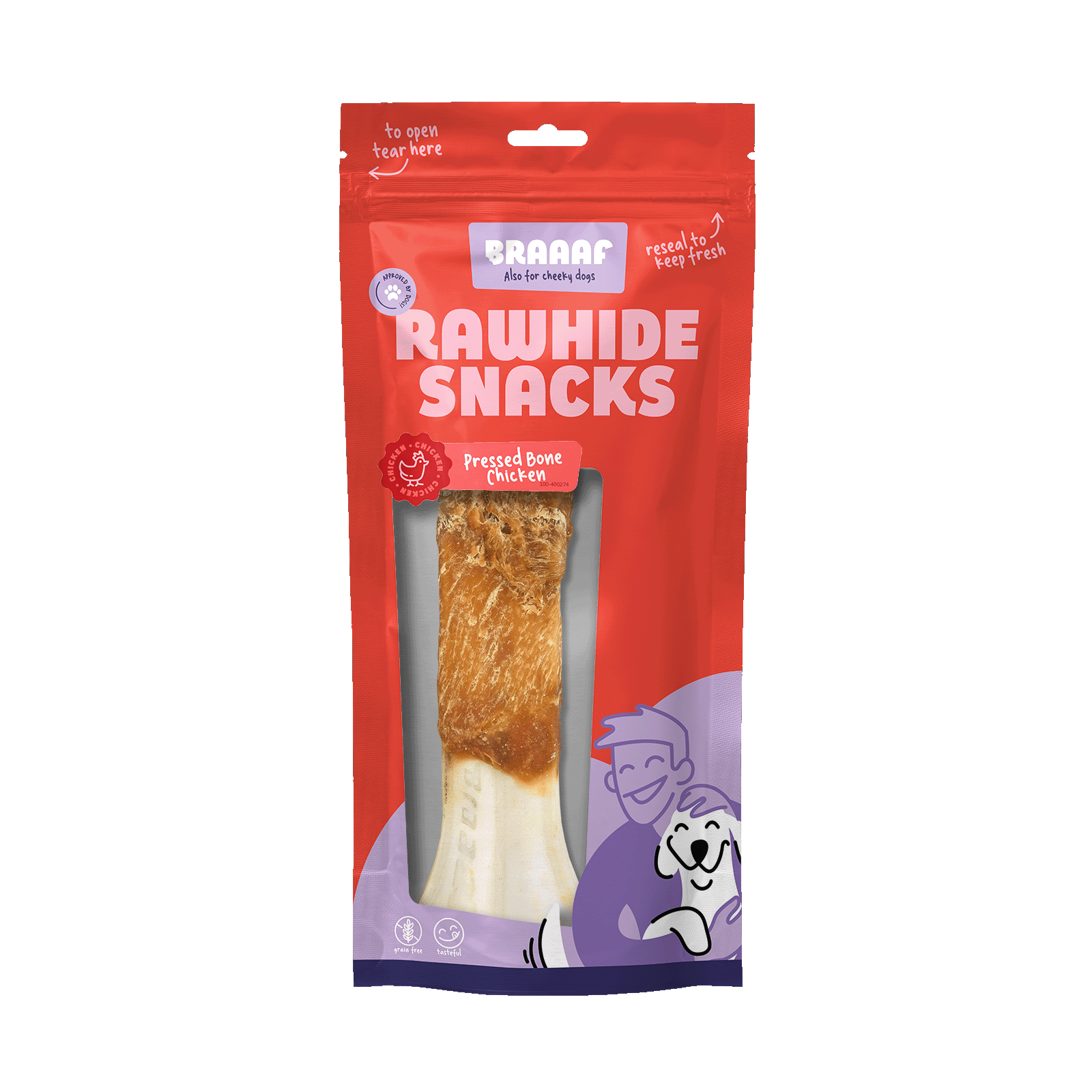 Braaaf Rawhide Pressed Bone Chicken - 20 cm