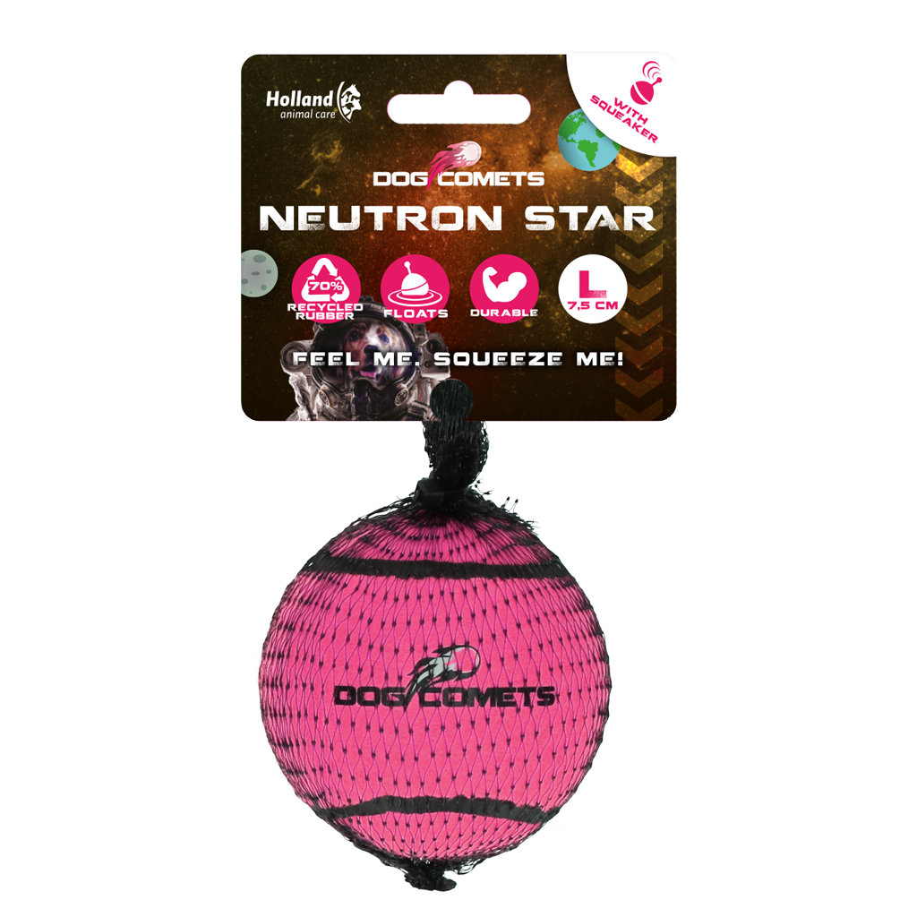Dog Comets Neutron Star Tennis Ball With Squeaker L Pink