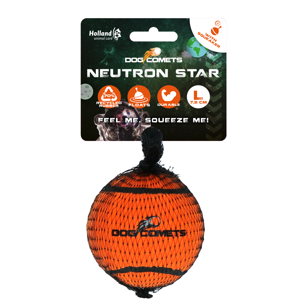 Dog Comets Neutron Star Tennis Ball With Squeaker L Orange