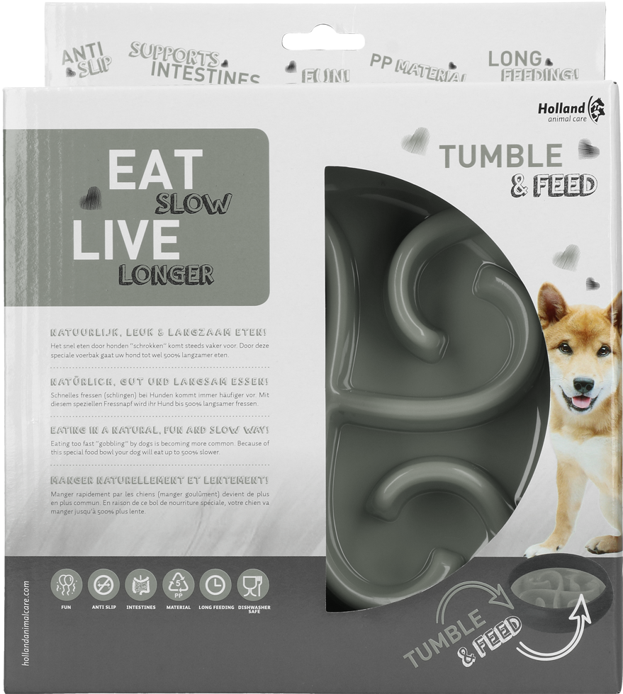 Eat Slow Live Longer Tumble Feeder Grey