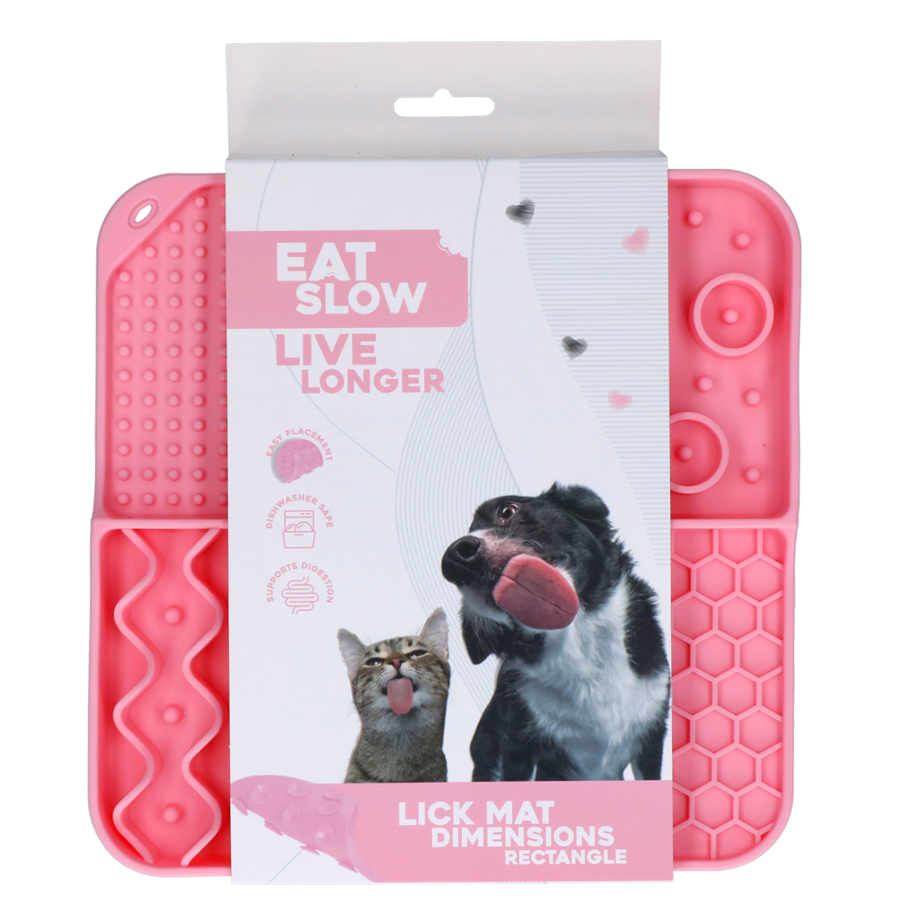 Eat Slow Live Longer Lick Mat Dimensions Rectangle Pink