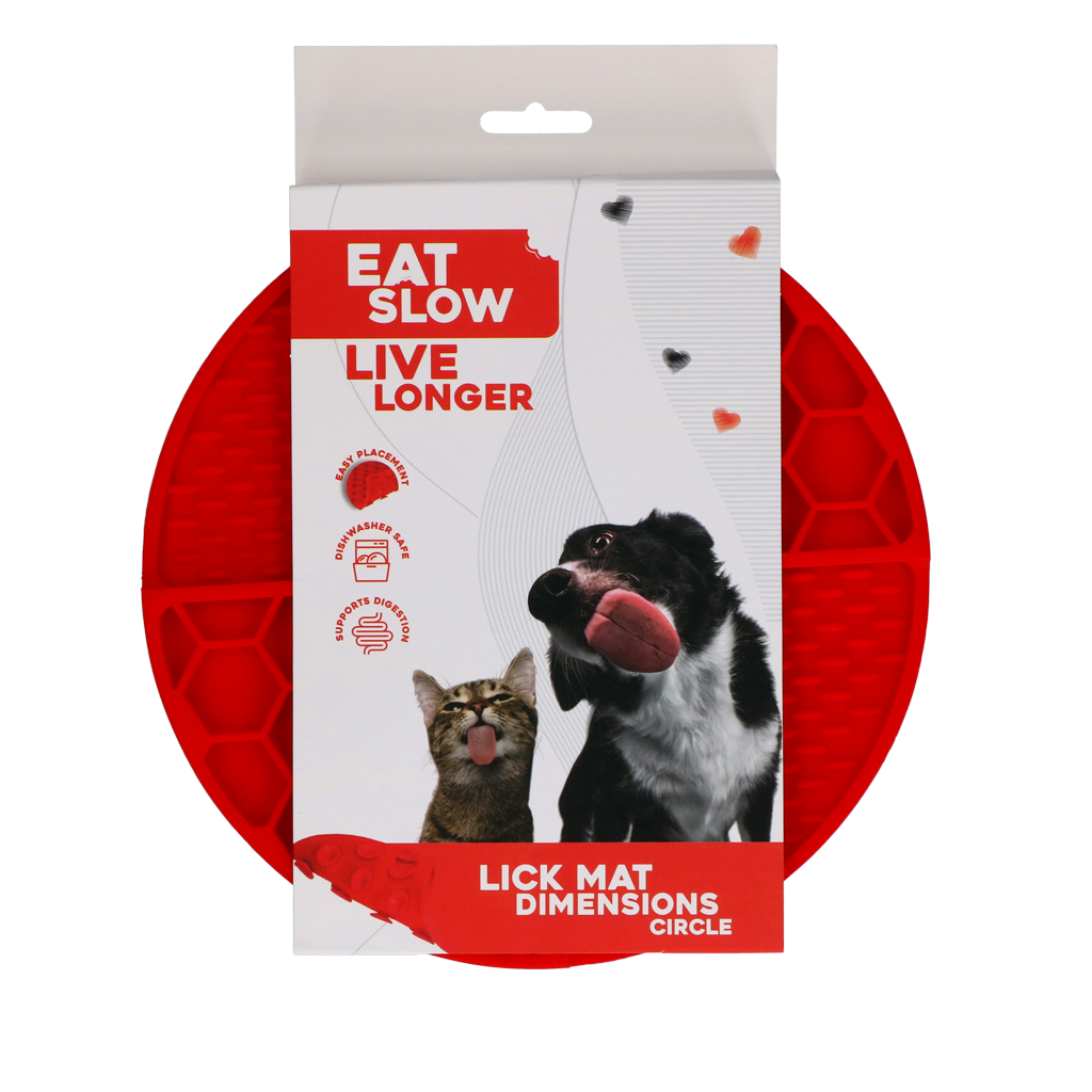 Eat Slow Live Longer Lick Mat Dimensions Circle Red