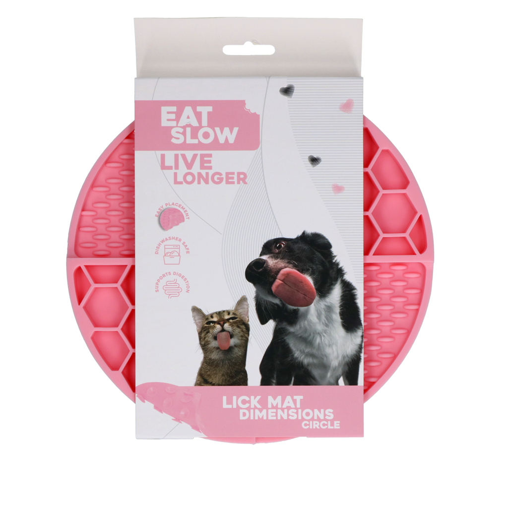 Eat Slow Live Longer Lick Mat Dimensions Circle Pink