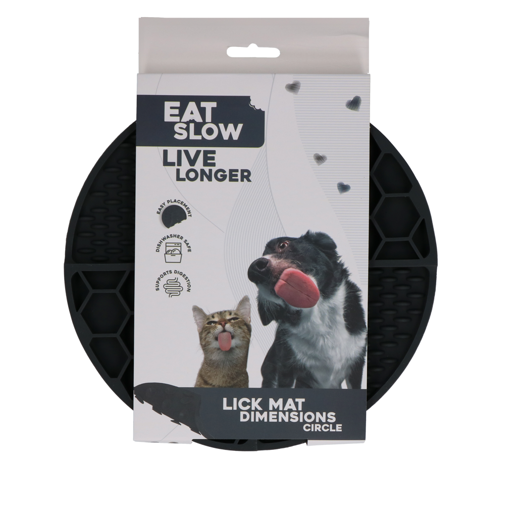 Eat Slow Live Longer Lick Mat Dimensions Circle Grey