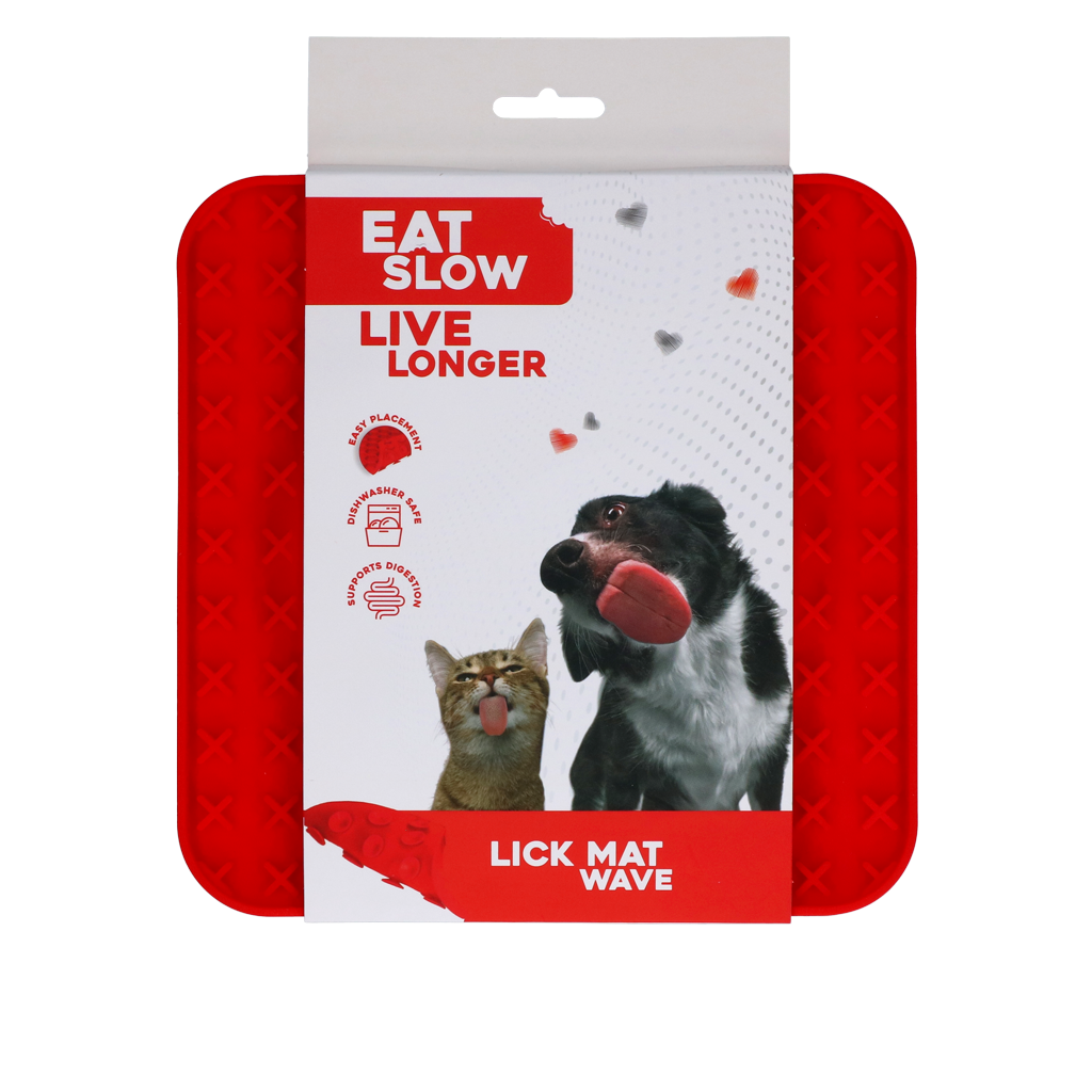 Eat Slow Live Longer Lick Mat Wave Red