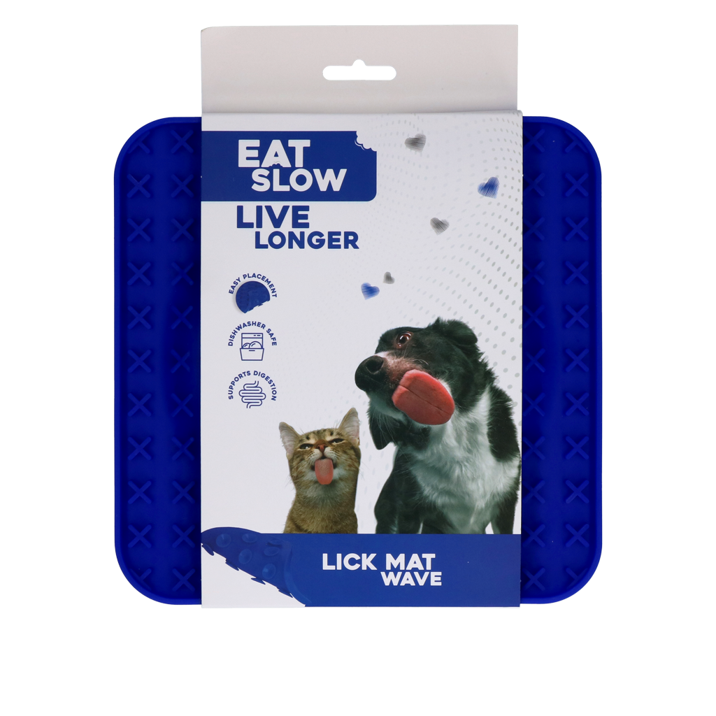 Eat Slow Live Longer Lick Mat Wave Blue
