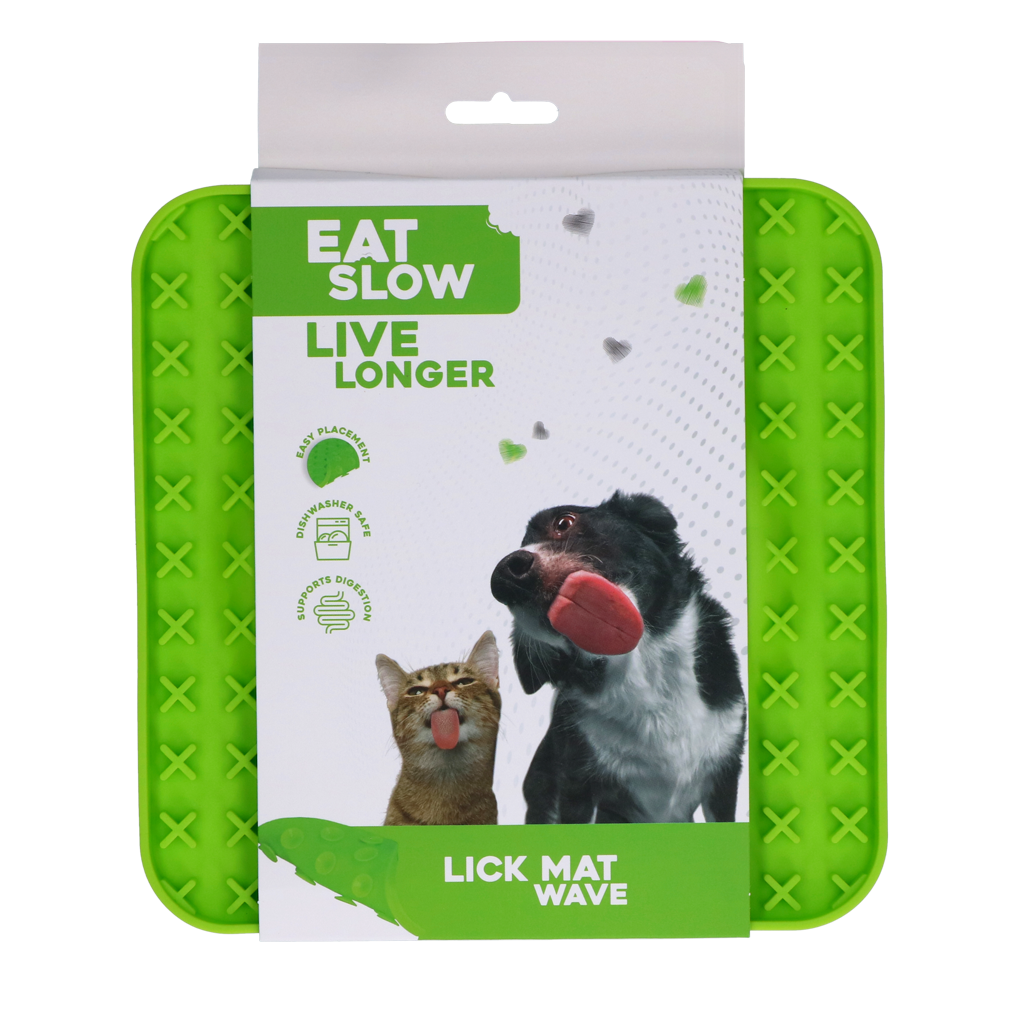 Eat Slow Live Longer Lick Mat Wave Green