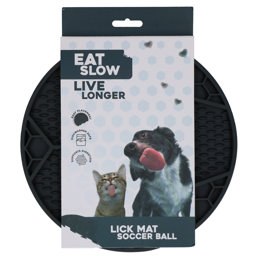 Eat Slow Live Longer Lick Mat Soccer Ball Grey