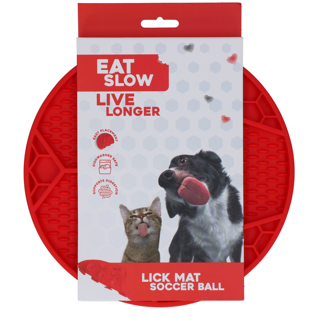 Eat Slow Live Longer Lick Mat Soccer Ball Red
