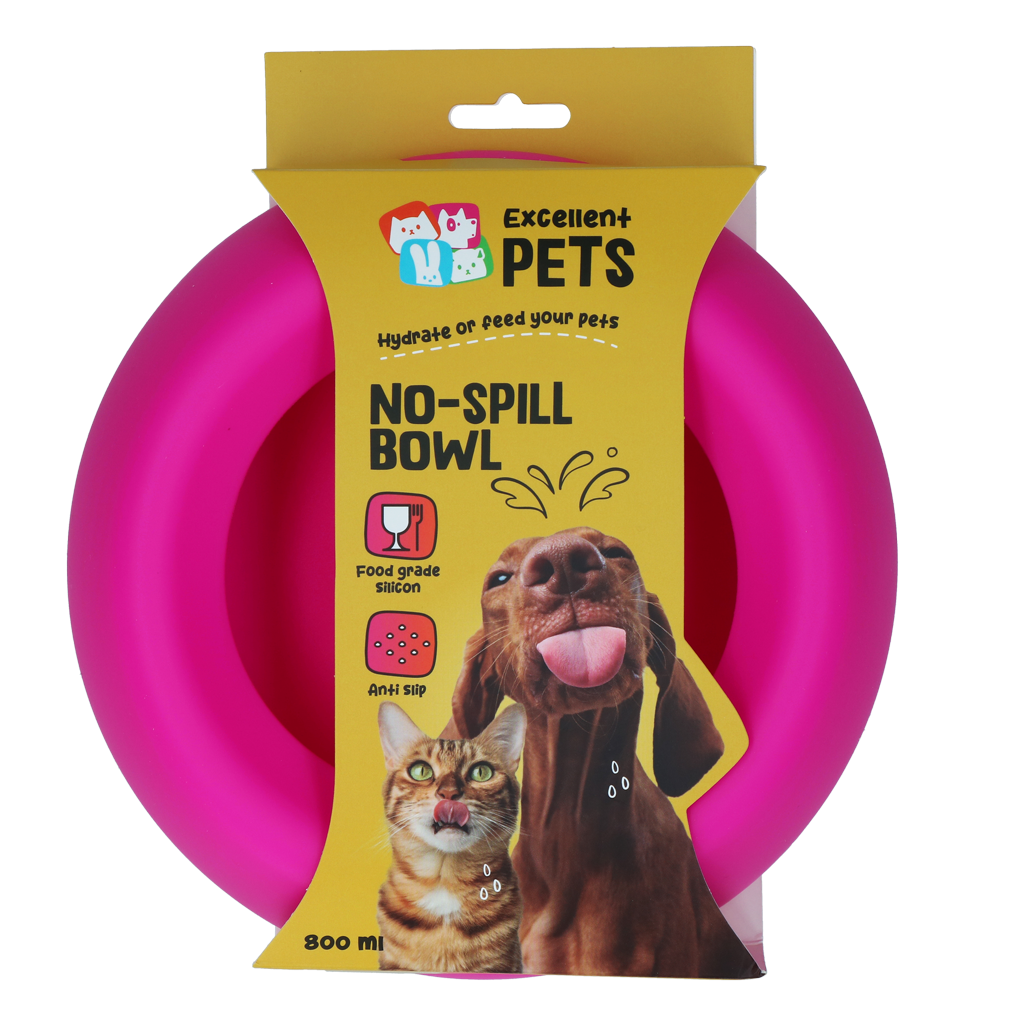 Excellent Pets No-Spill Bowl 800ml Pink M