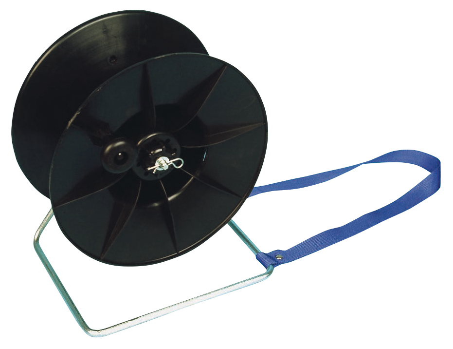 Reel for tape and wire with carrying strap Complete