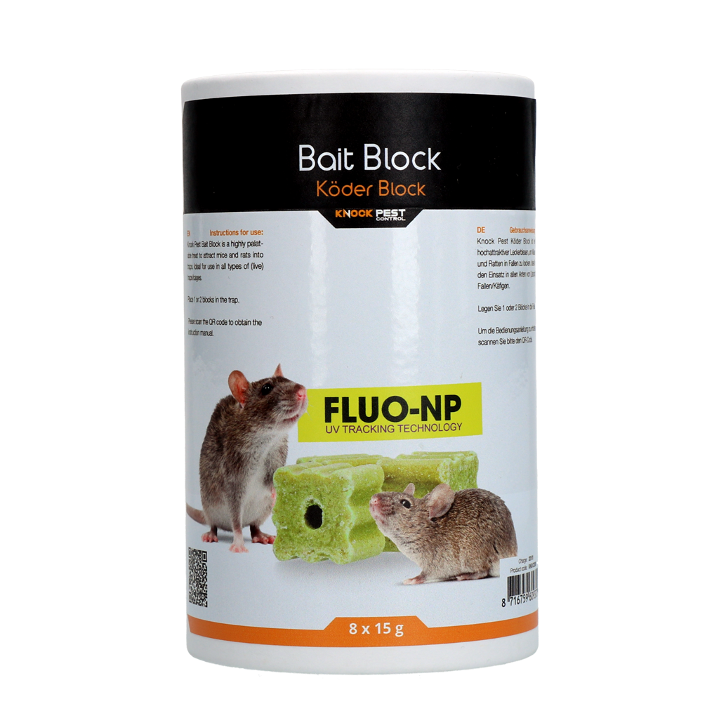 Knock Pest Traktatie Block voor muis&rat Fluo-NP 8 x 15 g