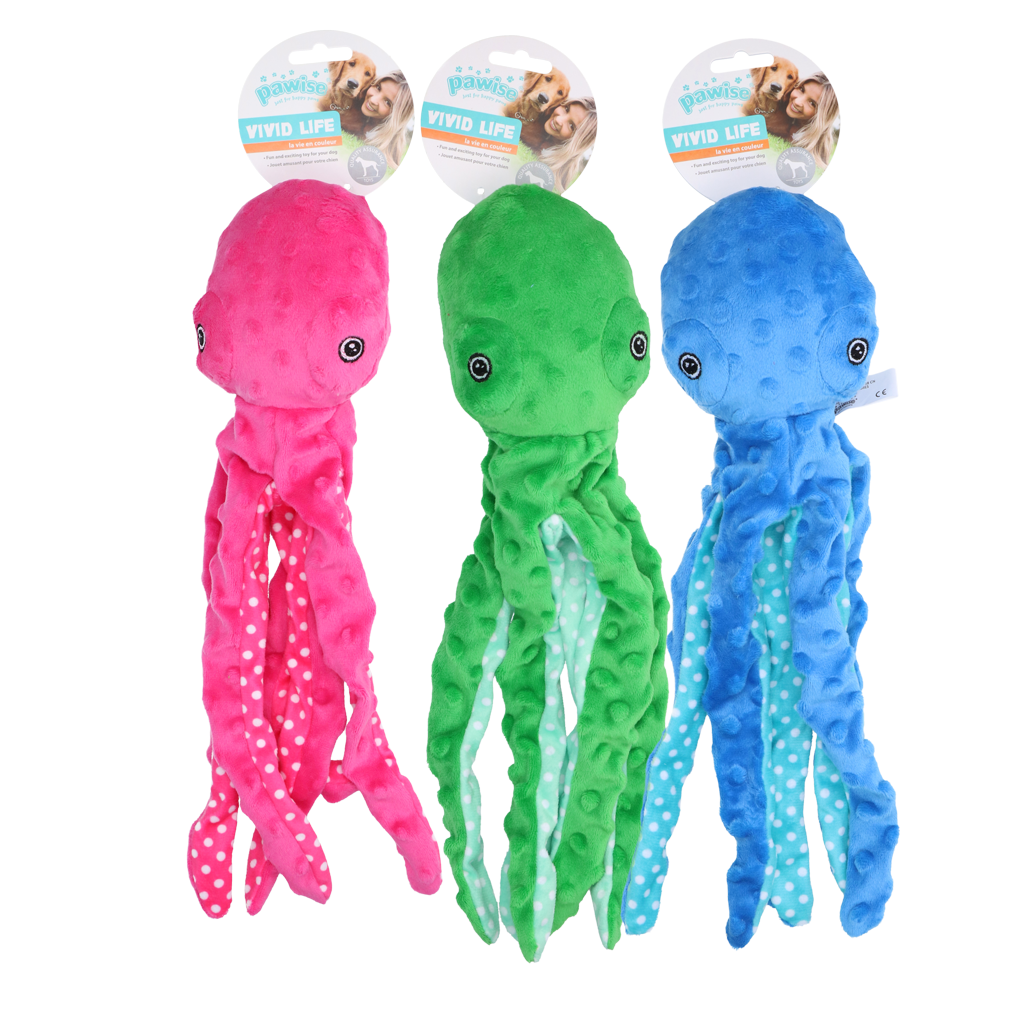 Pawise Multicolor Plush Octopus (3 colour assorted) M