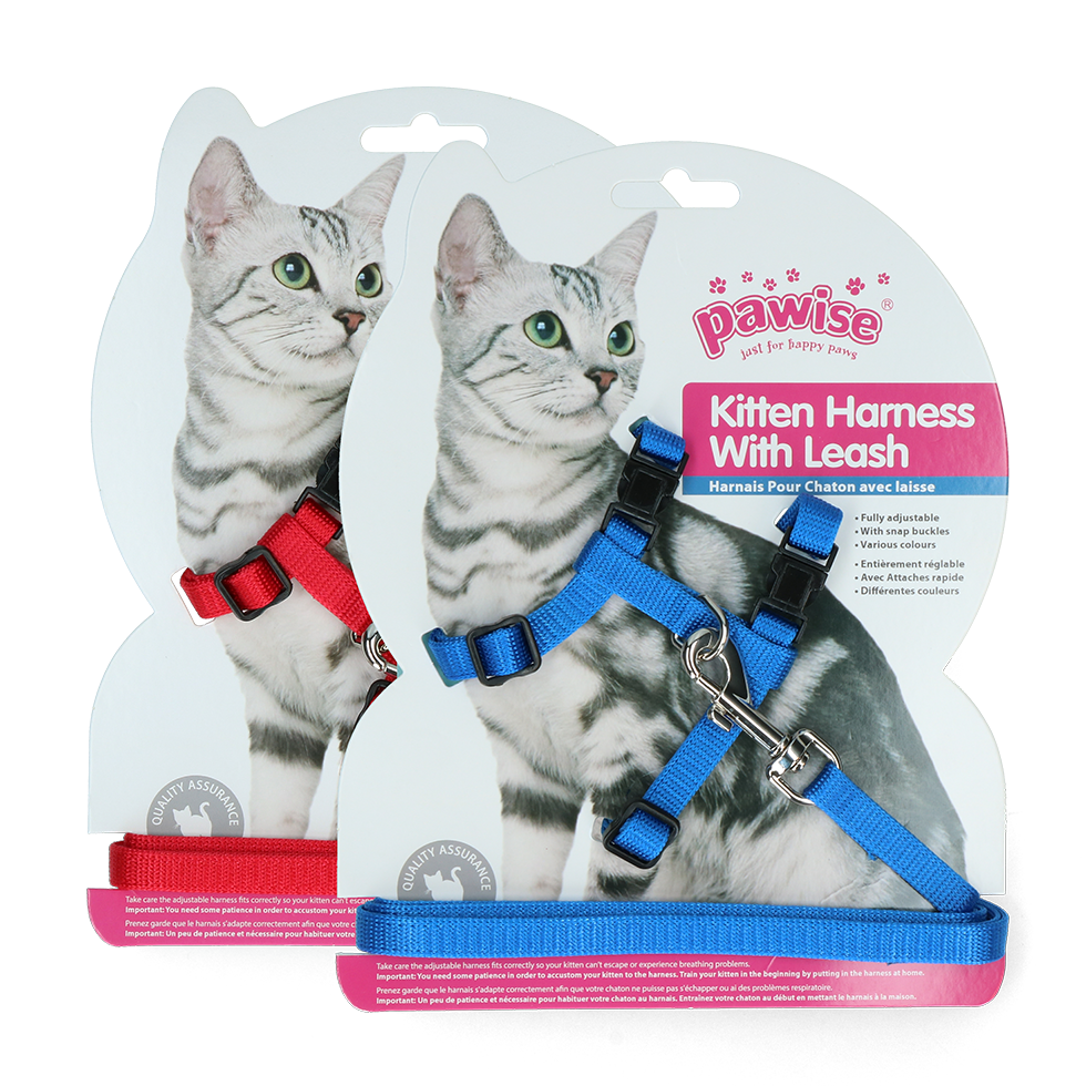 Pawise Kitten Harness With Leash Red/Blue S