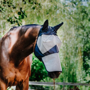 EQUITHÈME anti-fly mask, firm mesh fabric