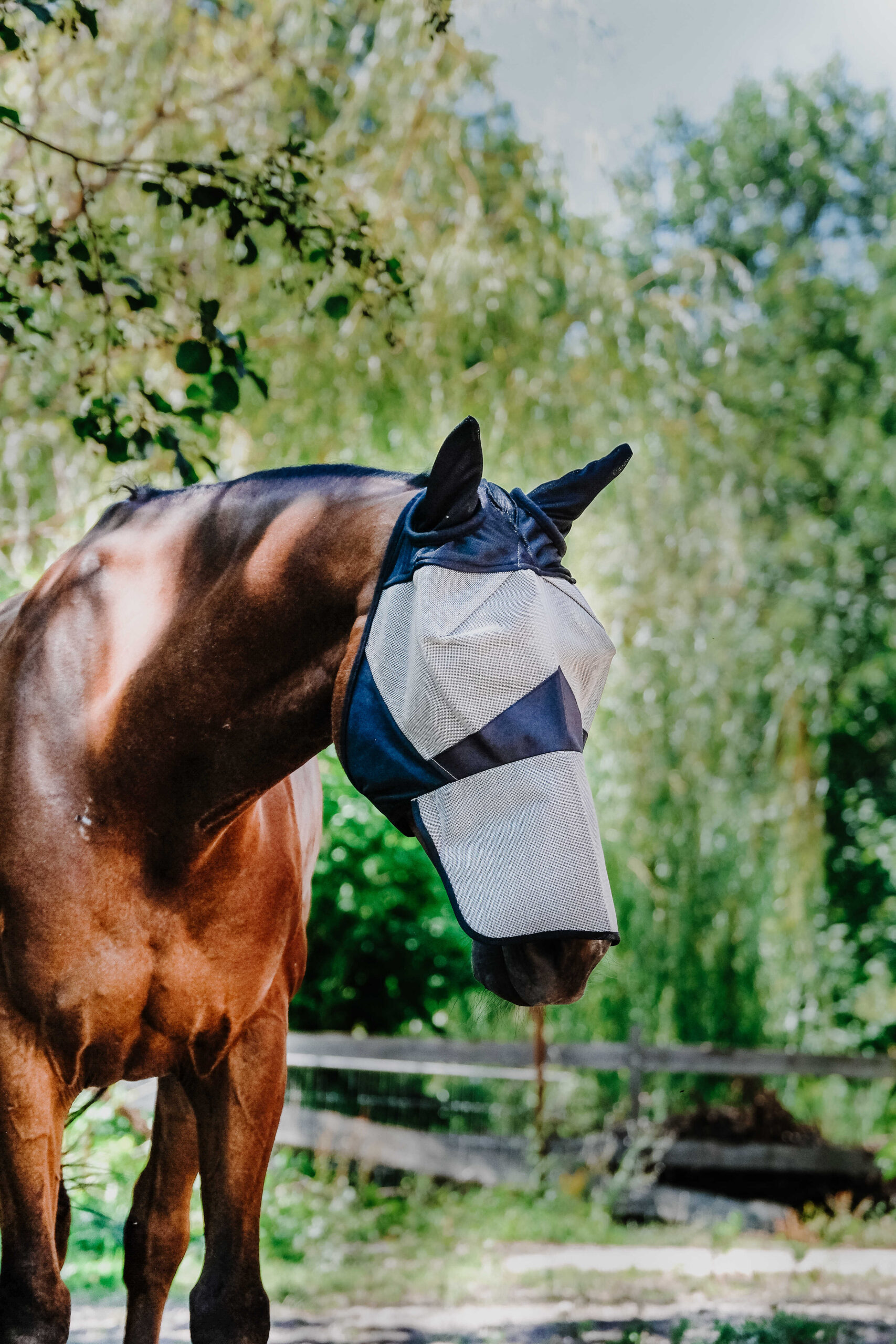 EQUITHÈME anti-fly mask, firm mesh fabric