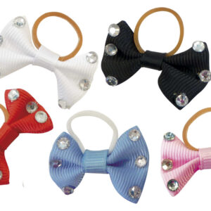 EQUITHÈME Mane bows made of fabric with transparent rhinestones