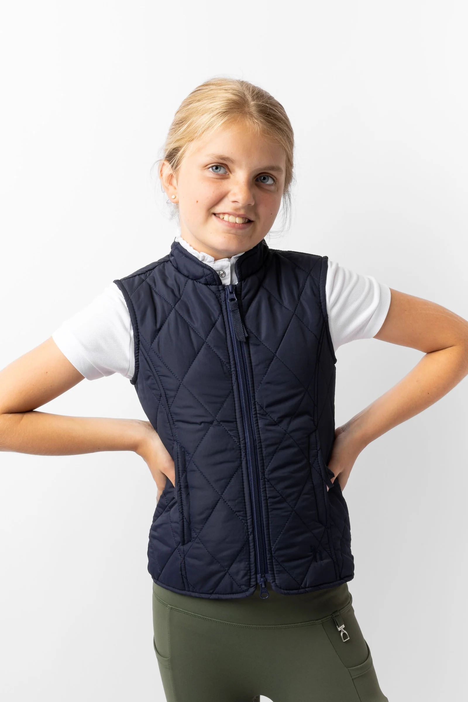 Horze Children´s Classic Quilted Riding Vest, navy - Image 3