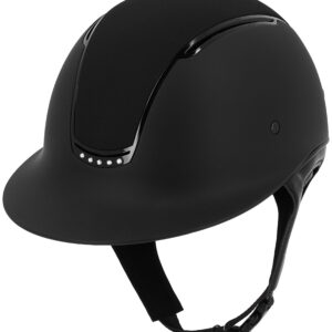 Wide visor with glossy black insert, 5 rhinestones, black fabric top EQUITHÈME – Soazy helmet