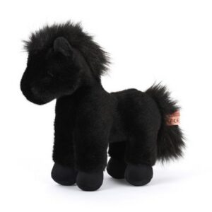 Black soft plush pony FLUFFY (22 x 22 cm)