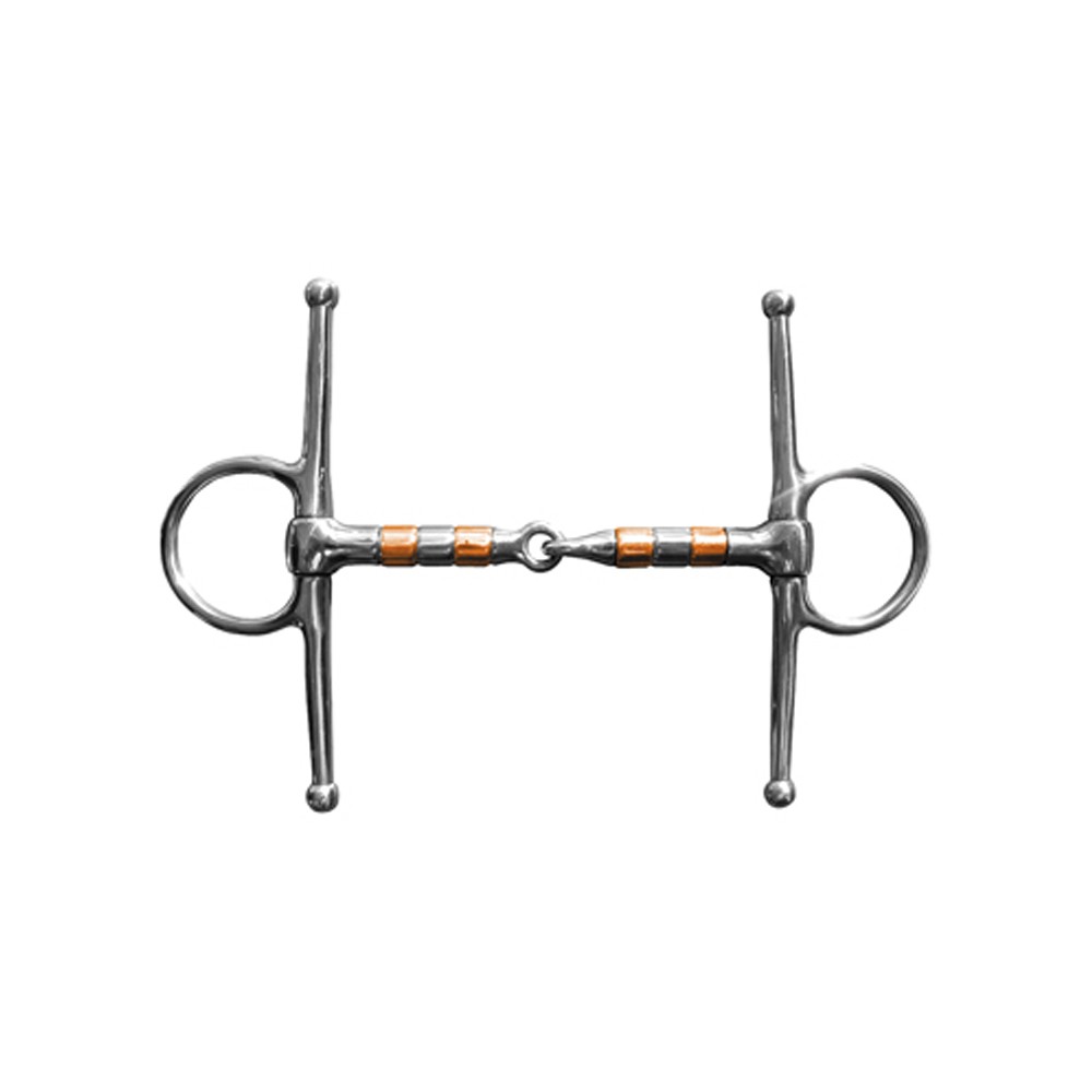 JHL Pro Steel Copper Roller Full Cheek Jointed Snaffle 12MM (14 cm)